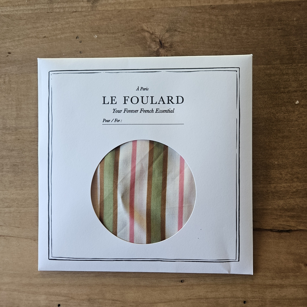 NWT Sezane Striped Scarf in Pink, Green, Tan, and White